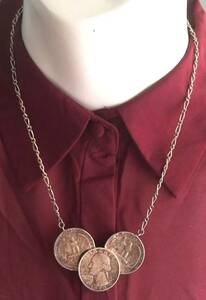  Vintage silver silver made old coin Liberty coin LIBERTY 1970 year pendant top necklace No.3204