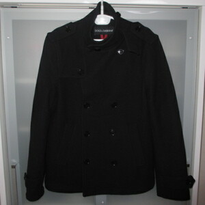 DOLCE&GABBANA ウール　Pコート　背面プレート付き　　18万　黒