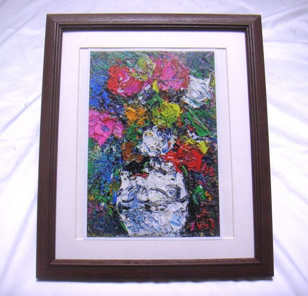 ◆Reproducción offset de flores de Takada Keisuke con marco de madera, compra inmediata◆, Cuadro, Pintura al óleo, Naturaleza muerta