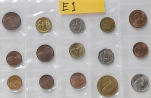 ヨーロッパ・アメリカ・アジア　世界の硬貨セット (E)