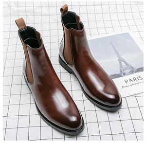 * new goods * men's TG21638-24.0cm/38 short boots Brown (2 color ) business shoes Work boots side-gore 