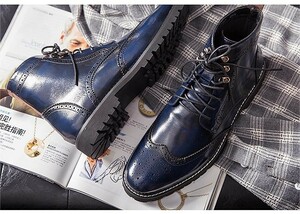 * new goods * men's TG21652-24.0cm/38 short boots navy blue color (4 color ) business shoes Work boots 