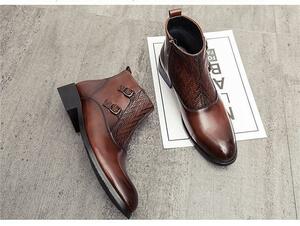 * new goods * men's TG21650-24.0cm/38 short boots Brown (2 color ) business shoes Work boots side fastener 