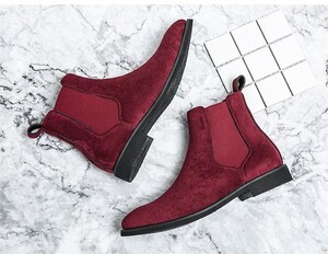 * новый товар * мужской TG21642-27.5cm/45 короткие сапоги wine red (2 цвет ) бизнес обувь Work ботинки со вставкой из резинки