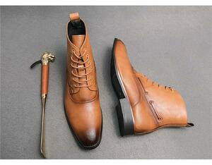 * new goods * men's TG21655-24.0cm/38 short boots Brown (2 color ) business shoes Work boots 
