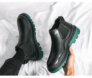 * new goods * men's TG21661-24.0cm/38 short boots green sole (3 color ) business shoes Work boots side-gore 