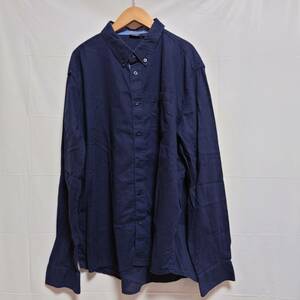 ◎ LIVERGY 【USEDインポート仕入】メンズ長袖BDシャツ ネイビー無地 綿×麻　202-j2512