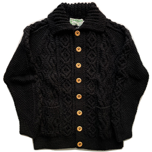 [ regular price Y65450]INVERALLAN Inverallan 3ALUMBER WOOL cable Alain knitted sweater BLACK jacket 36 size new goods unused 