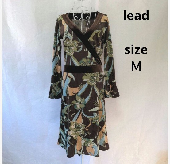 lead リード ロングワンピース 花柄ワンピース 膝丈ワンピース