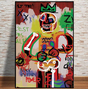  C2054 ジャン＝ミシェル・バスキア Jean-Michel Basquiat キャンバスアートポスター 50×70cm イラスト インテリア 雑貨 海外製 枠なし D