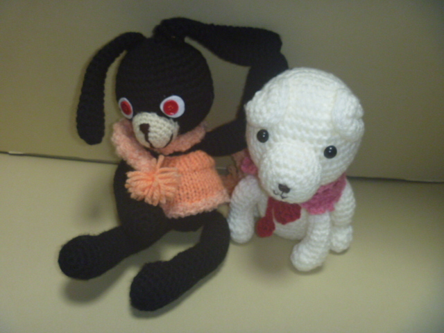 handmade knitted dog rabbit, toy, game, stuffed toy, Amigurumi