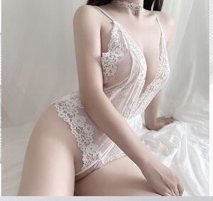 セクシー 穴 ランジェリー コスプレ エロレオタード白の商品画像