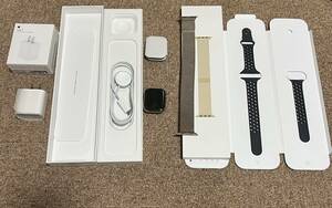 Apple Watch Series7 45mmゴールドステンレススチールケース＋ゴールドミラネーゼルループ＋NIKE sport band black＋usb c セット