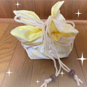 お弁当袋&ランチョンマットハンドメイド花柄黄色イエローお弁当グッズお弁当用品入学準備お弁当箱入れ