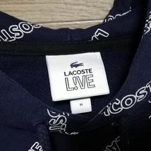 LACOSTE L!VE ラコステ ライブ シグネチャー ロゴ プリント 総柄 ワニ 刺繍 メンズ プルオーバー スウェット フーディー パーカー ネイビー_画像4