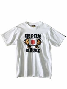 A BATHING APE アベイシングエイプ RESCUE REBUILD マイロ プリント 半袖 Tシャツ M ホワイト 送料210円