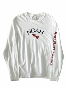 NOAH ノア 18SS ロゴ プリント 長袖 Tシャツ L ホワイト レッド カットソー 送料210円