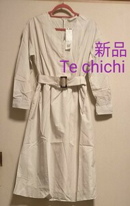[お値下げ]Te chichi /ストライプベルト付き 長袖ワンピース /ベージュ /新品タグ付き