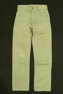 60sビンテージジーンズW25コットンツイル綿カツラギ鶯色モスグリーン米国製USA製US製ストアブランド1960s60年代カラーデニム(jcペニーsears