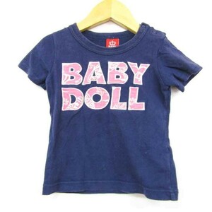 ベビードール 肩ボタン 半袖Tシャツ カットソー 女の子用 90サイズ 紺ピンク7 ベビー 子供服 BABYDOLL