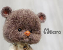 ★Micro★「teddy bear」高さ3.8ｃｍ・ハンドメイド・アンティーク風・テディベア・羊毛フェルト・ドールハウスなどに★_画像4