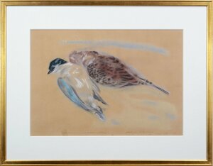 Art hand Auction Peinture au pastel de deux oiseaux de Ren Ito - Galerie Hokkaido, Ouvrages d'art, Peinture, Dessin au pastel, Dessin au crayon