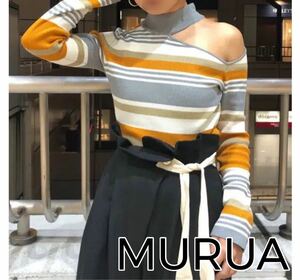 未使用・タグ付き【 MURUA / ムルーア 】ショルダーカットタートルニット　