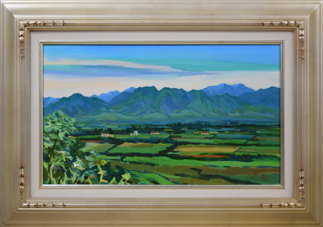 EXPECTATION/ 風景画[山水 J.ELLIOTT 油絵 北海道 襟裳岬 約70×60 湖に