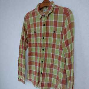  made in Japan HRMgai Gin check shirt L green tea 