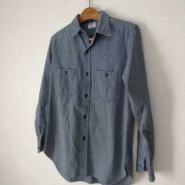 日本製 DENIME ワークシャツ 紺 ネコメボタン ML