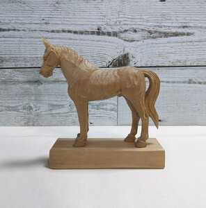 馬（ウマ）の木彫り3、干支飾り（午）、彫刻、置き物
