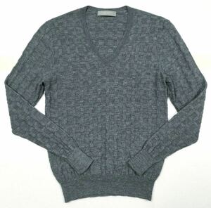 ！ 美品「UNITED ARROWS」“1113-343-0361” ハイゲージニット Vネック プルオーバーセーター Gray SIZE:S相当 イタリア製