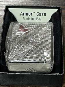 zippo アーマー ファイヤ 装飾 刻印 Heavy Wall Armor Case 2015年製 silver シルバー 初期型 デットストック ケース 保証書