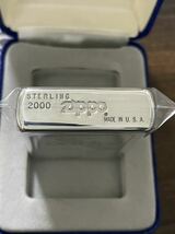 zippo STERLING SILVER SINCE 1932 スターリングシルバー 2000年製 U.S.A. 純銀 年代物 デットストック WIND PROOF LIGHTER ベロアケース_画像3