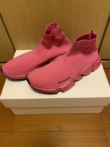 正規 新品 BALENCIAGA バレンシアガ SPEED TRAINER スピード トレーナー ロゴ ソックス スニーカー ピンク 42