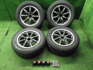 当時物　ワタナベ　15インチ　6.5J　4H　PCD114.3　205/60　タイヤ　ナット　センターキャップセット　シルビアから取り外し　220930086