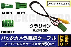 CCA-644-500 同等品バックカメラ接続ケーブル Clarion クラリオン MAX550HD 対応 全長50cm コード 互換品 カーナビ 映像 リアカメラ