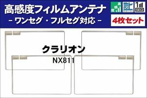 地デジ クラリオン Clarion 用 フィルムアンテナ 右2枚 左2枚 4枚 セット NX811 対応 ワンセグ フルセグ ナビ 受信