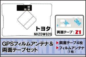 トヨタ TOYOTA 用 GPSアンテナ フィルム 両面テープ セット NHZDW62G 地デジ ワンセグ フルセグ 高感度 ナビ 汎用