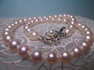 *SILVERbook@ pearl Akoya pearl .7,5mm. necklace 35,47g judgement document * also case attaching 