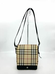 バーバリー BURBERRY ロンドン LONDON ヴィンテージチェック ショルダーバッグ レザー 牛革 ベージュ 黒