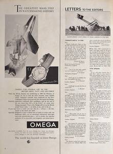 稀少・時計広告！1952年オメガ 時計広告/Omega Seamaster Watch/N