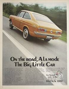  редкостный!1970 год Datsun реклама /Datsun 1200/ Nissan автомобиль / Showa Retro / старый машина /E-1
