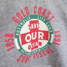 ○90s DISCUS ディスカス◆USA製 スウェット パーカー トレーナー GOLD COAST SURF RESCUE◆メンズ グレー Lサイズ_画像5