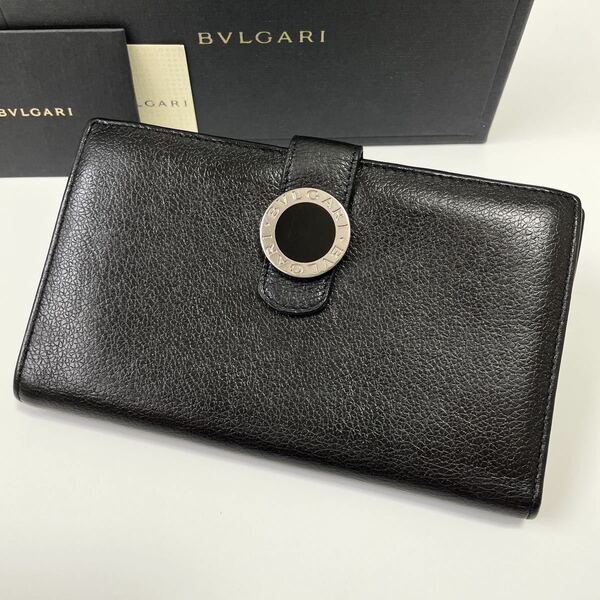 ★BVLGARI ブルガリ 二つ折り財布 ロゴクリップ 本革 ブラック【鑑定済み 本物保証】