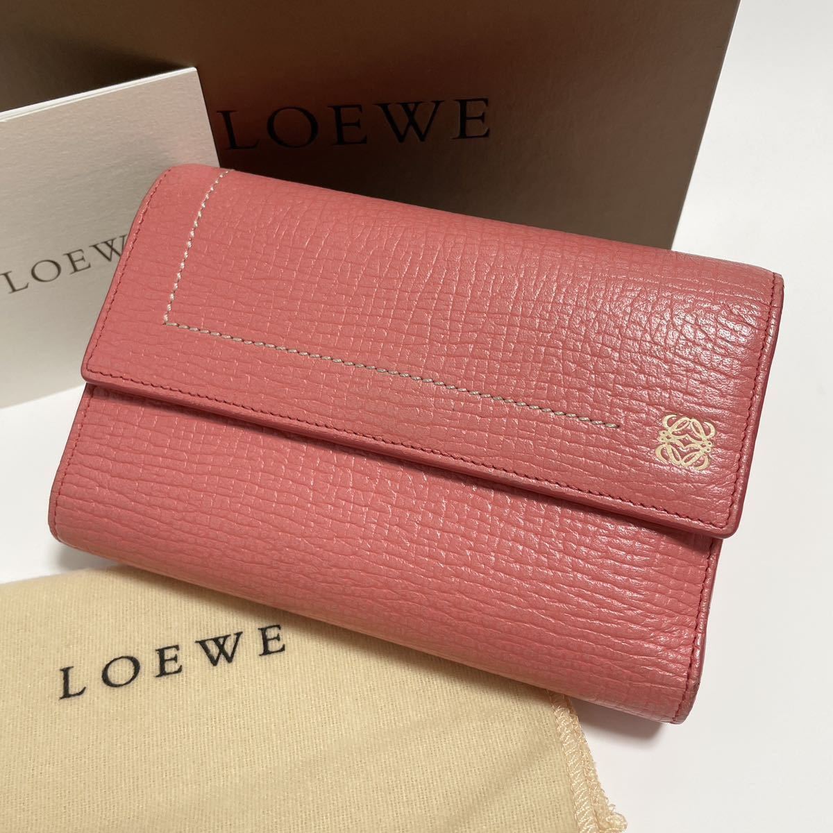 正規品】LOEWE ロエベ 三つ折り財布 アナグラム リネン トライ