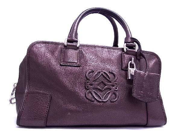 お買得ケース購入  赤♡レディース ロエベ♡アマソナ36♡ハンドバッグ♡紫 LOEWE ハンドバッグ