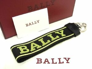 ■新品■未使用■ BALLY バリー キャンバス キーホルダー キーリング ストラップ メンズ ブラック系×ライトグリーン系 AD8259yZ