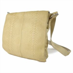  python leather . shoulder bag white messenger bag cream color diagonal .. flap card go in magnet pochette snake leather 4446