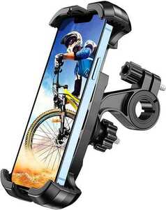 自転車 スマホホルダー 振動吸収 片手操作 脱落防止 振れ止め 360°回転 iPhone サイクリング 片手着脱 スマホスタンド 取り付け
